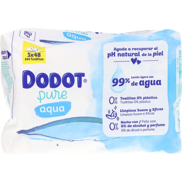 Dodot Aqua Pure Toallitas Humedas para Bebes 3 X 48 Unidades